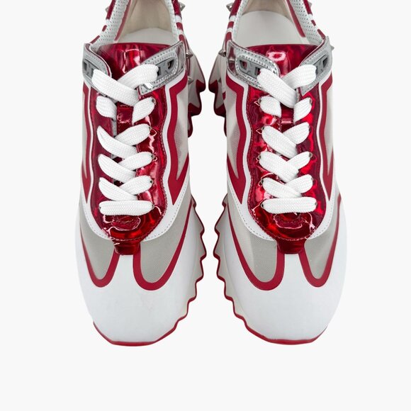 Christian Louboutin Sharkina White Mesh Red Sneakers Size 39.5 US 9.5 Women 6924 - Picture 5 of 15